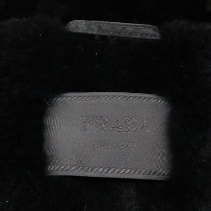 PRADA SGX176 Nutria Fur Lined Hooded Jacket Black Size S