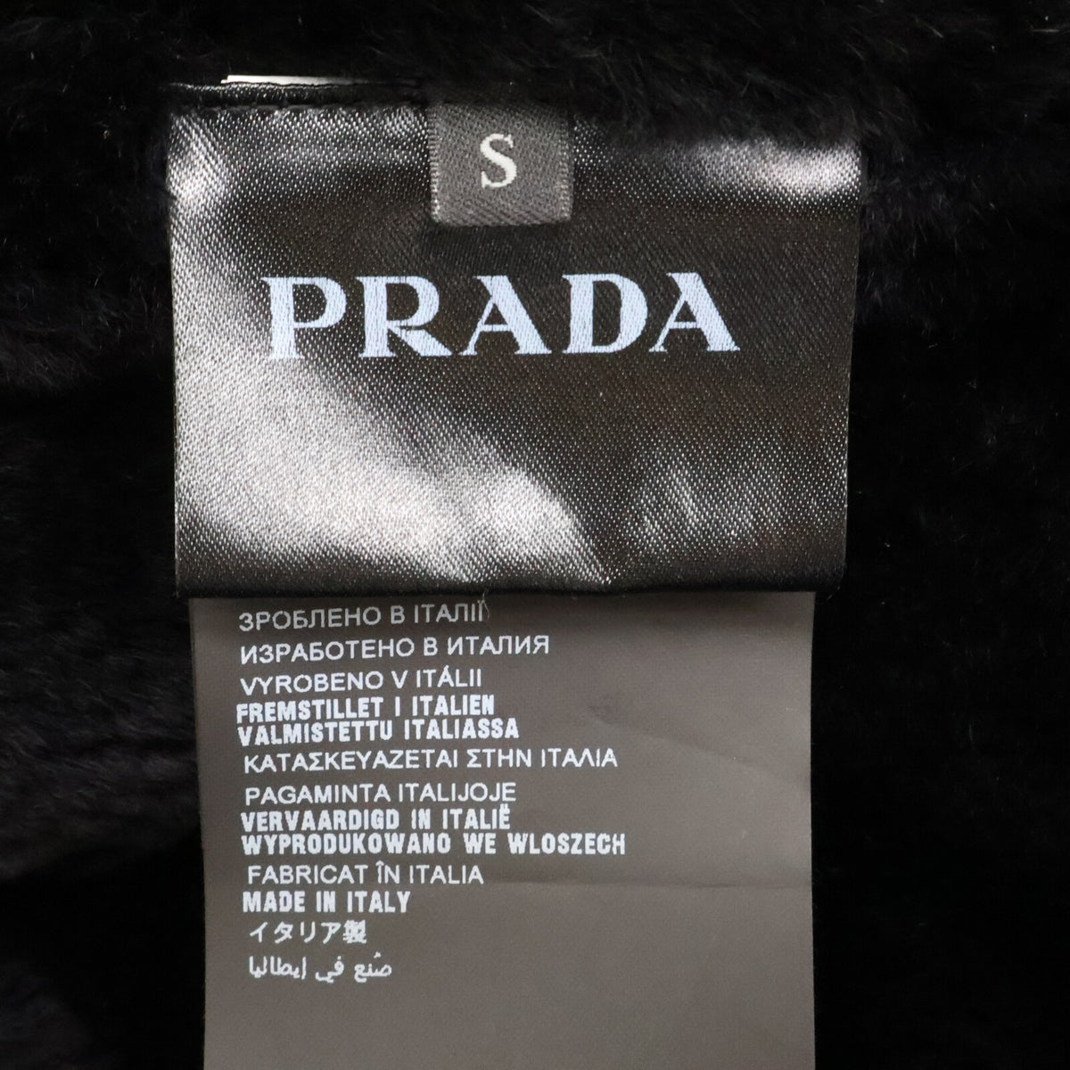 PRADA SGX176 Nutria Fur Lined Hooded Jacket Black Size S