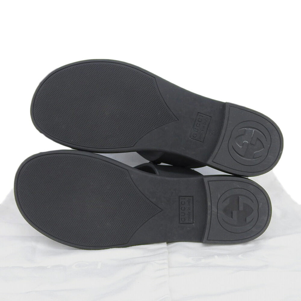 GUCCI GG Horsebit Rubber Sandals Black Size EU 40