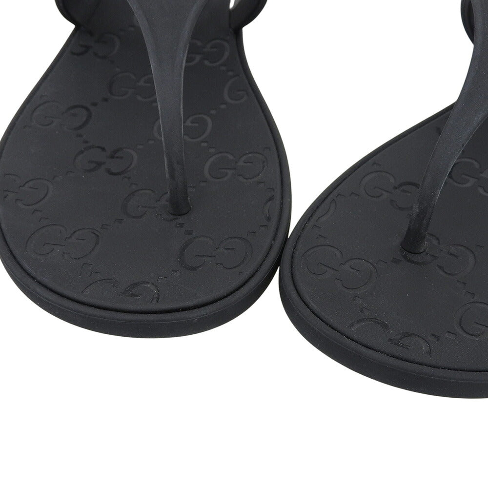 GUCCI GG Horsebit Rubber Sandals Black Size EU 40