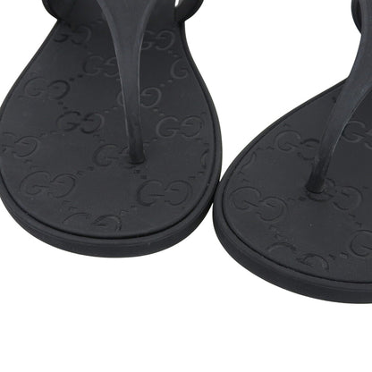 GUCCI GG Horsebit Rubber Sandals Black Size EU 40