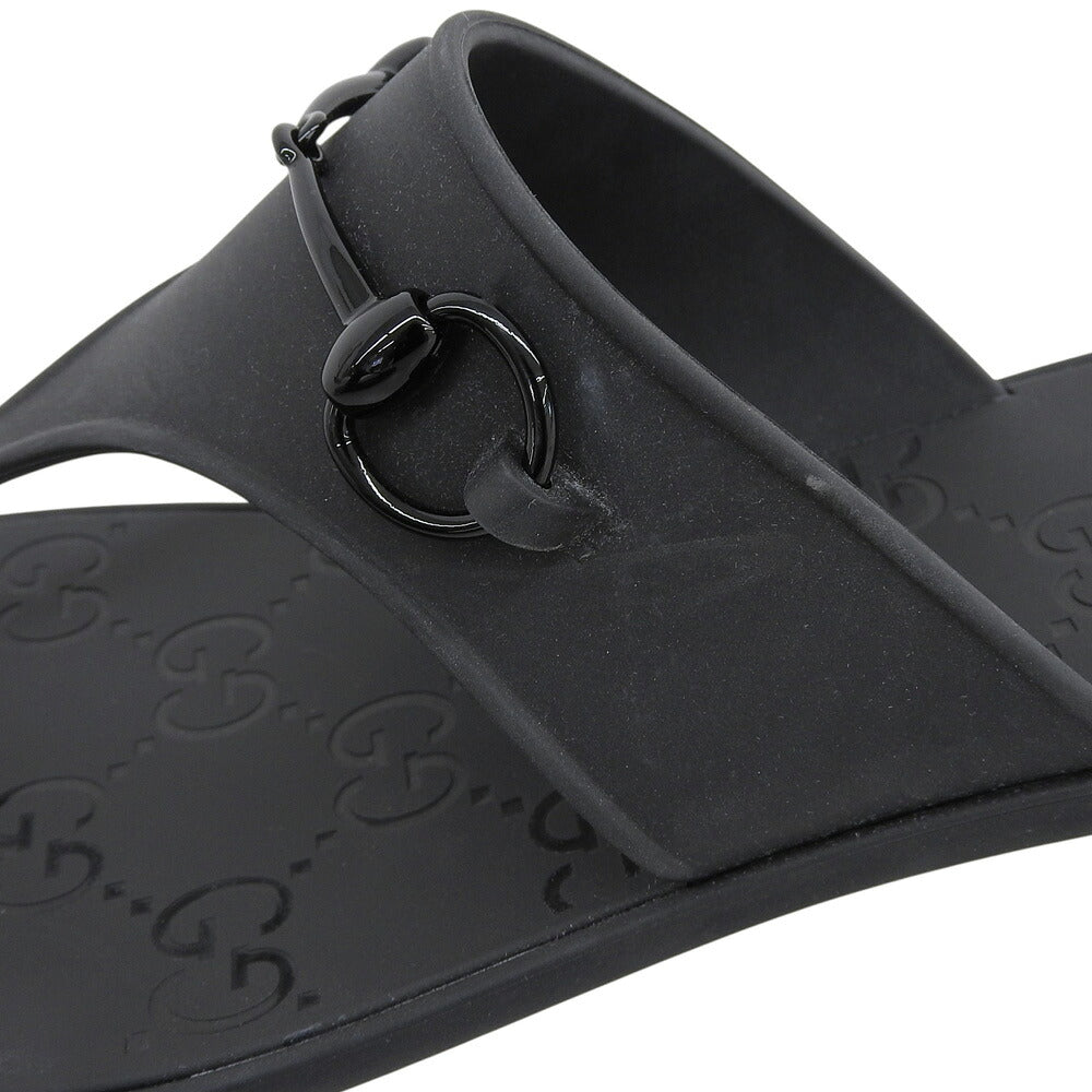 GUCCI GG Horsebit Rubber Sandals Black Size EU 40