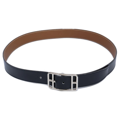 HERMES Cape Cod Reversible Leather Belt Black/Gold Size 95