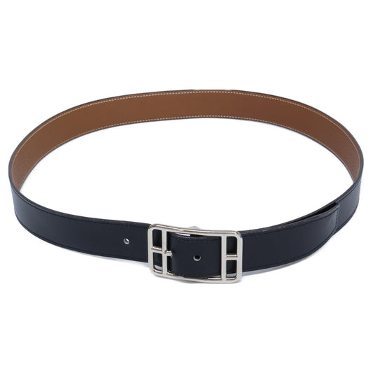 HERMES Cape Cod Reversible Leather Belt Black/Gold Size 95