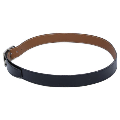 HERMES Cape Cod Reversible Leather Belt Black/Gold Size 95