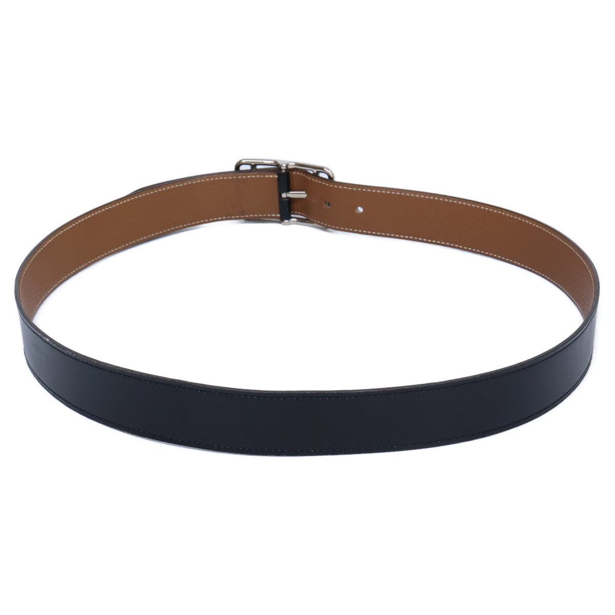 HERMES Cape Cod Reversible Leather Belt Black/Gold Size 95