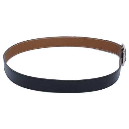 HERMES Cape Cod Reversible Leather Belt Black/Gold Size 95