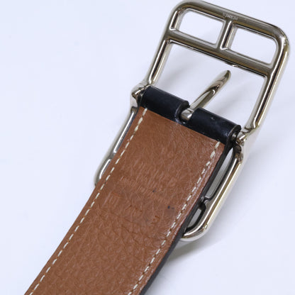 HERMES Cape Cod Reversible Leather Belt Black/Gold Size 95
