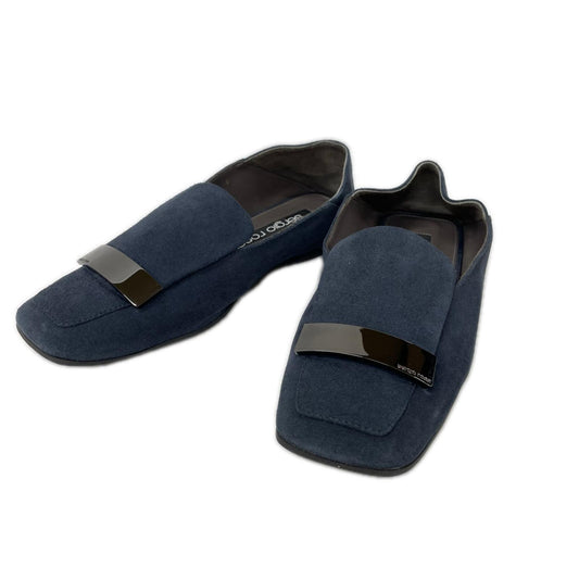 Sergio Rossi Square Toe Loafers Navy Size 5
