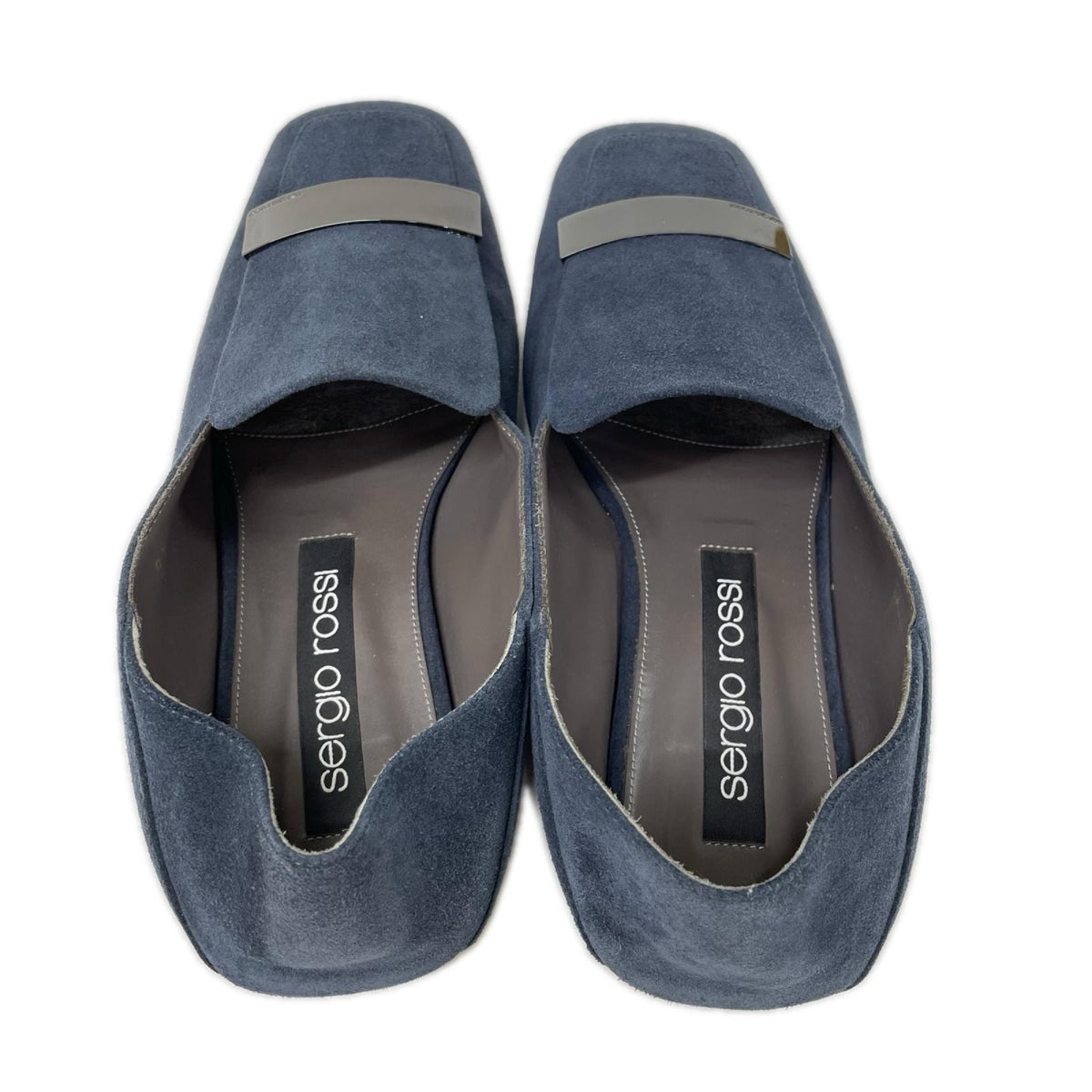 Sergio Rossi Square Toe Loafers Navy Size 5