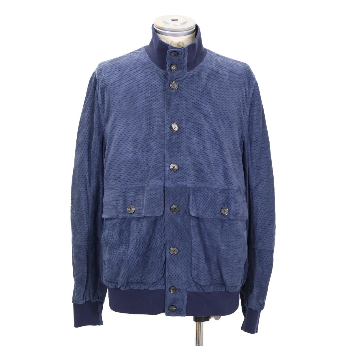 BRUNELLO CUCINELLI Perforated Leather Blouson Navy Size M