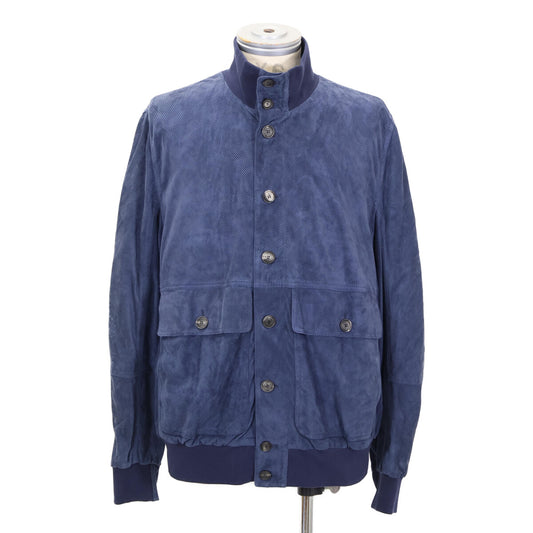 BRUNELLO CUCINELLI Perforated Leather Blouson Navy Size M