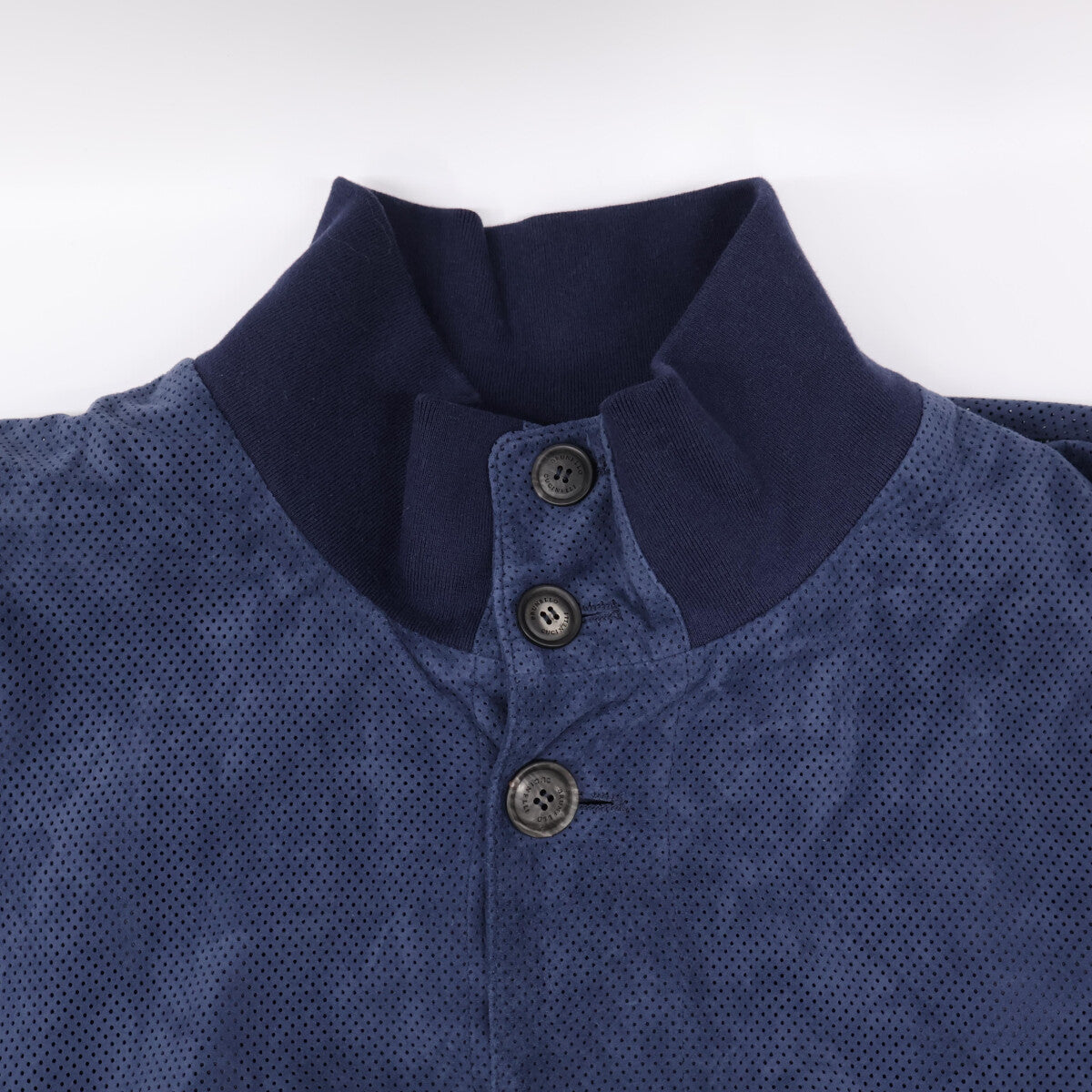 BRUNELLO CUCINELLI Perforated Leather Blouson Navy Size M