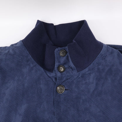 BRUNELLO CUCINELLI Perforated Leather Blouson Navy Size M