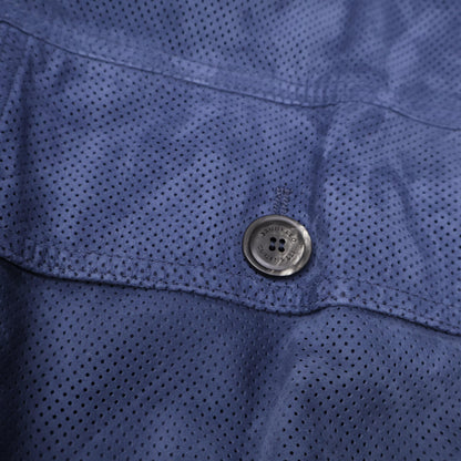 BRUNELLO CUCINELLI Perforated Leather Blouson Navy Size M