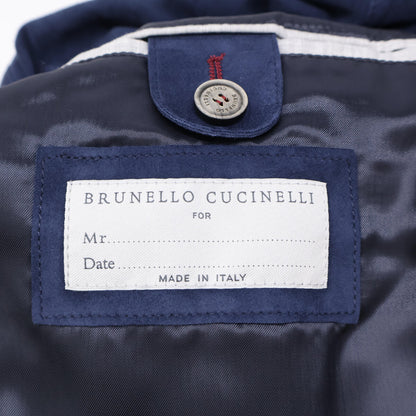 BRUNELLO CUCINELLI Perforated Leather Blouson Navy Size M