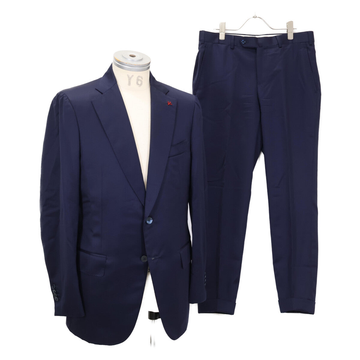 ISAIA Wool 2B Single Suit Blue Size 48