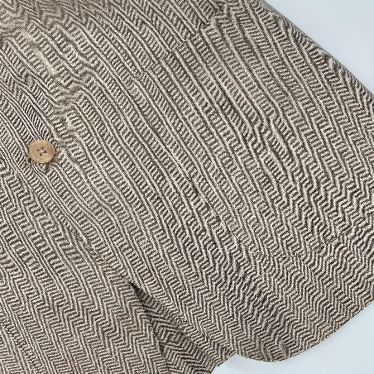 ISAIA Beige Wool Silk Linen Jacket Size 48