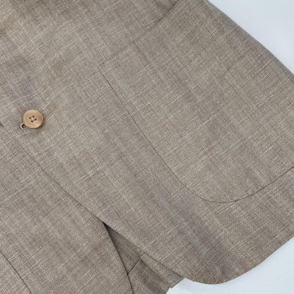 ISAIA Beige Wool Silk Linen Jacket Size 48