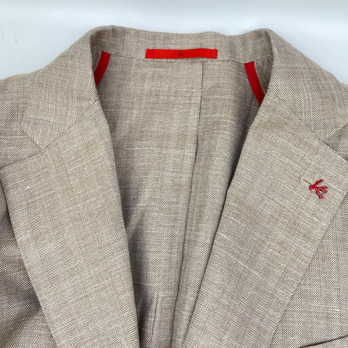 ISAIA Beige Wool Silk Linen Jacket Size 48