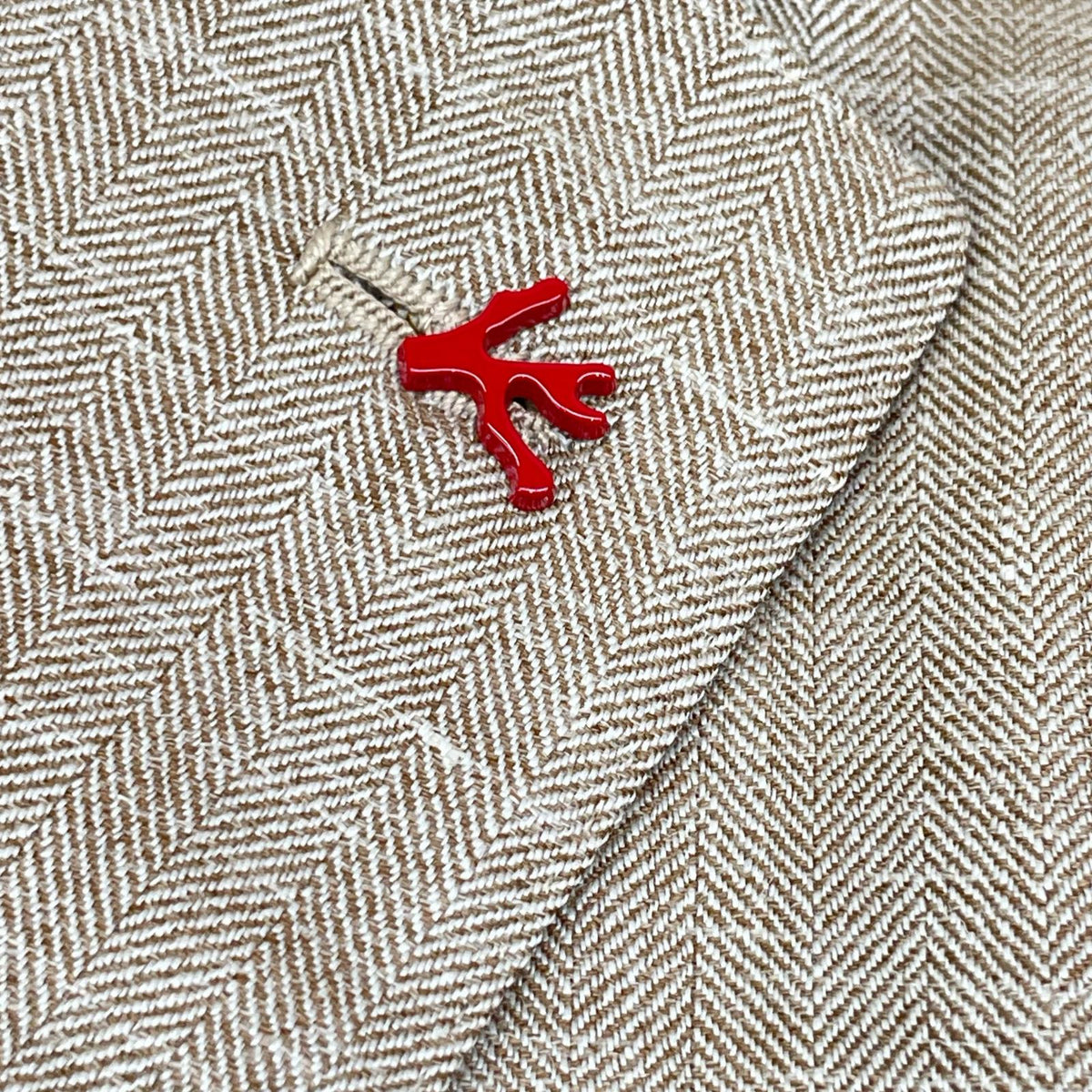 ISAIA Beige Wool Silk Linen Jacket Size 48