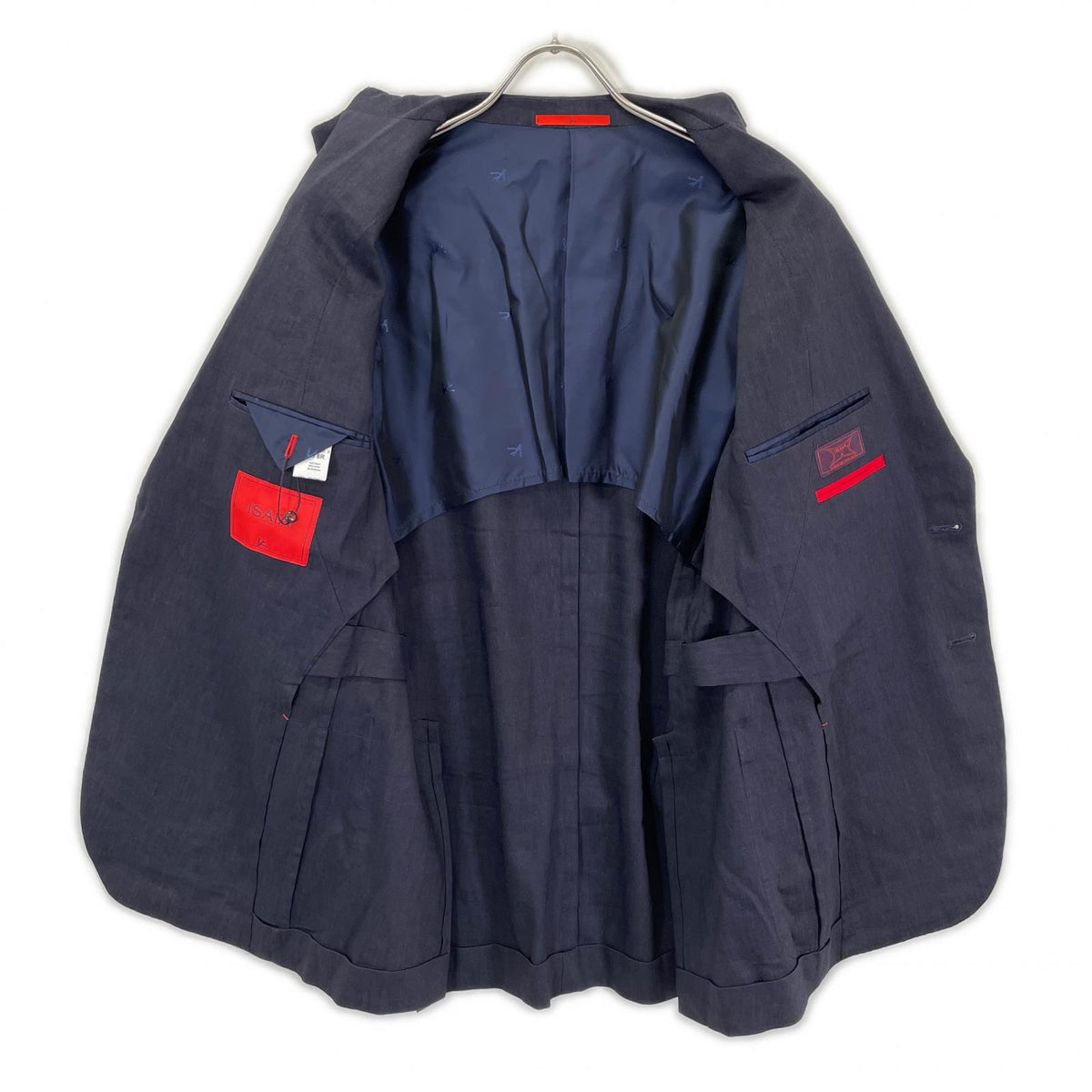 ISAIA Navy Wool Linen Single-Breasted Jacket Size 48