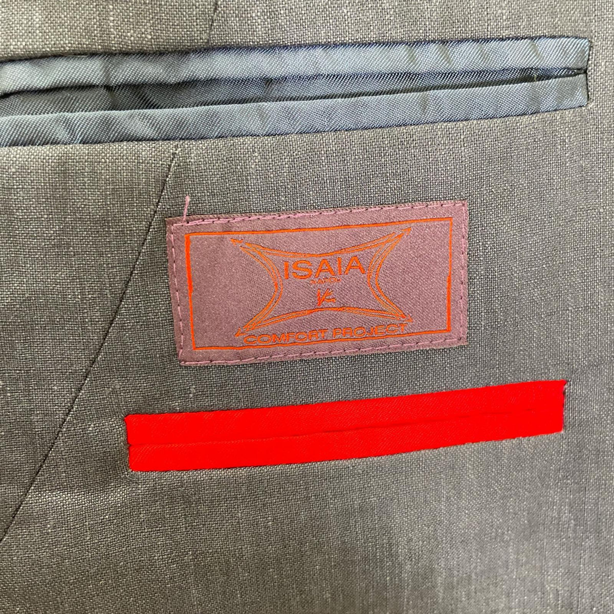 ISAIA Navy Wool Linen Single-Breasted Jacket Size 48
