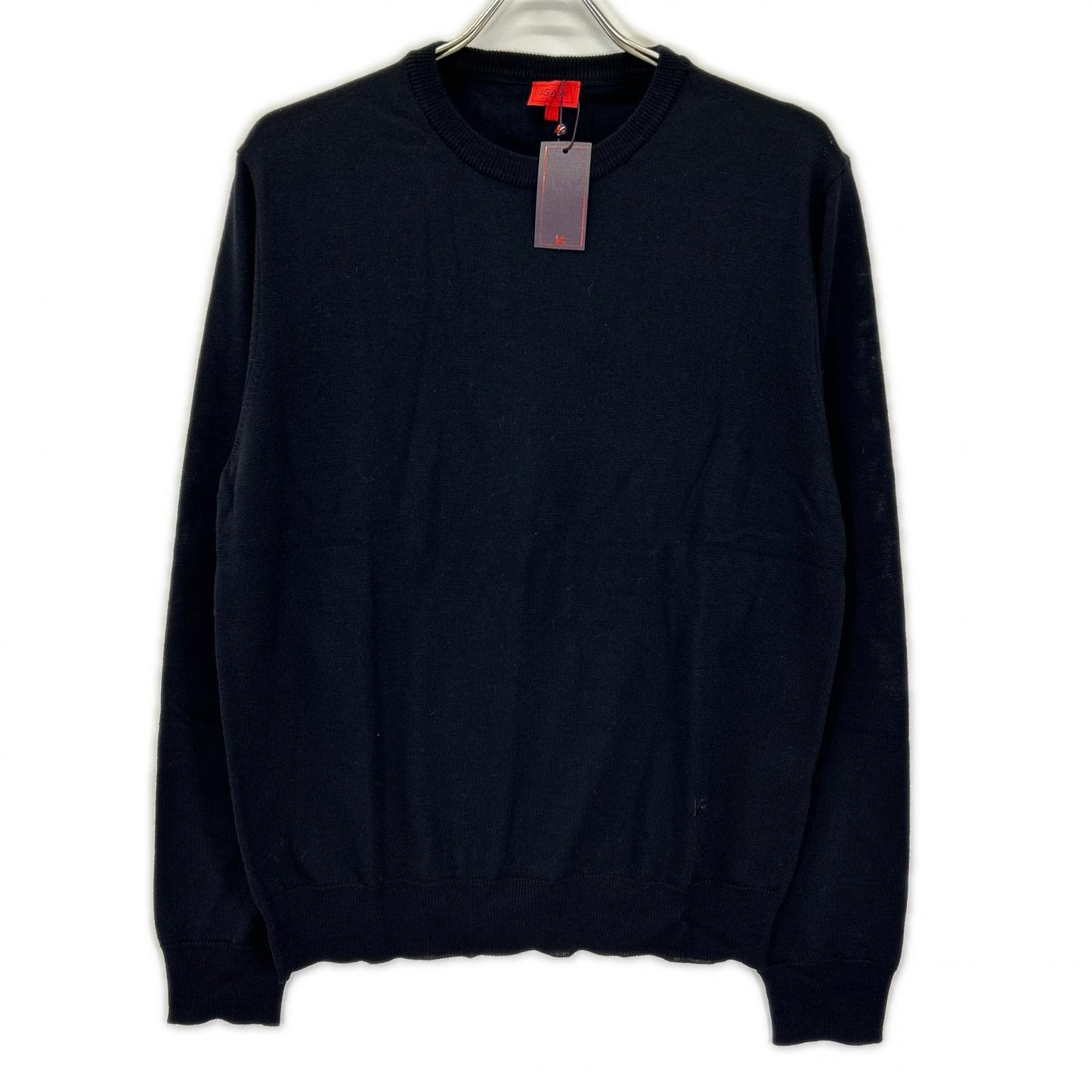 ISAIA MGKX05 Black Crewneck High Gauge Knit Sweater Size L