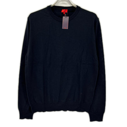 ISAIA MGKX05 Black Crewneck High Gauge Knit Sweater Size L