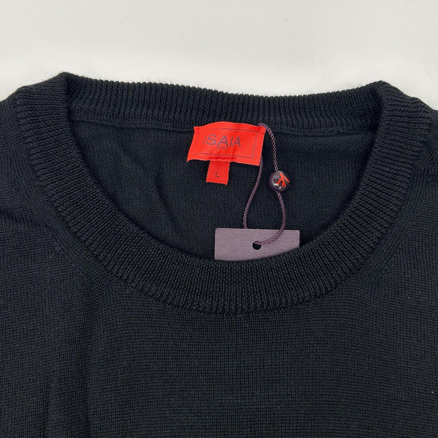 ISAIA MGKX05 Black Crewneck High Gauge Knit Sweater Size L