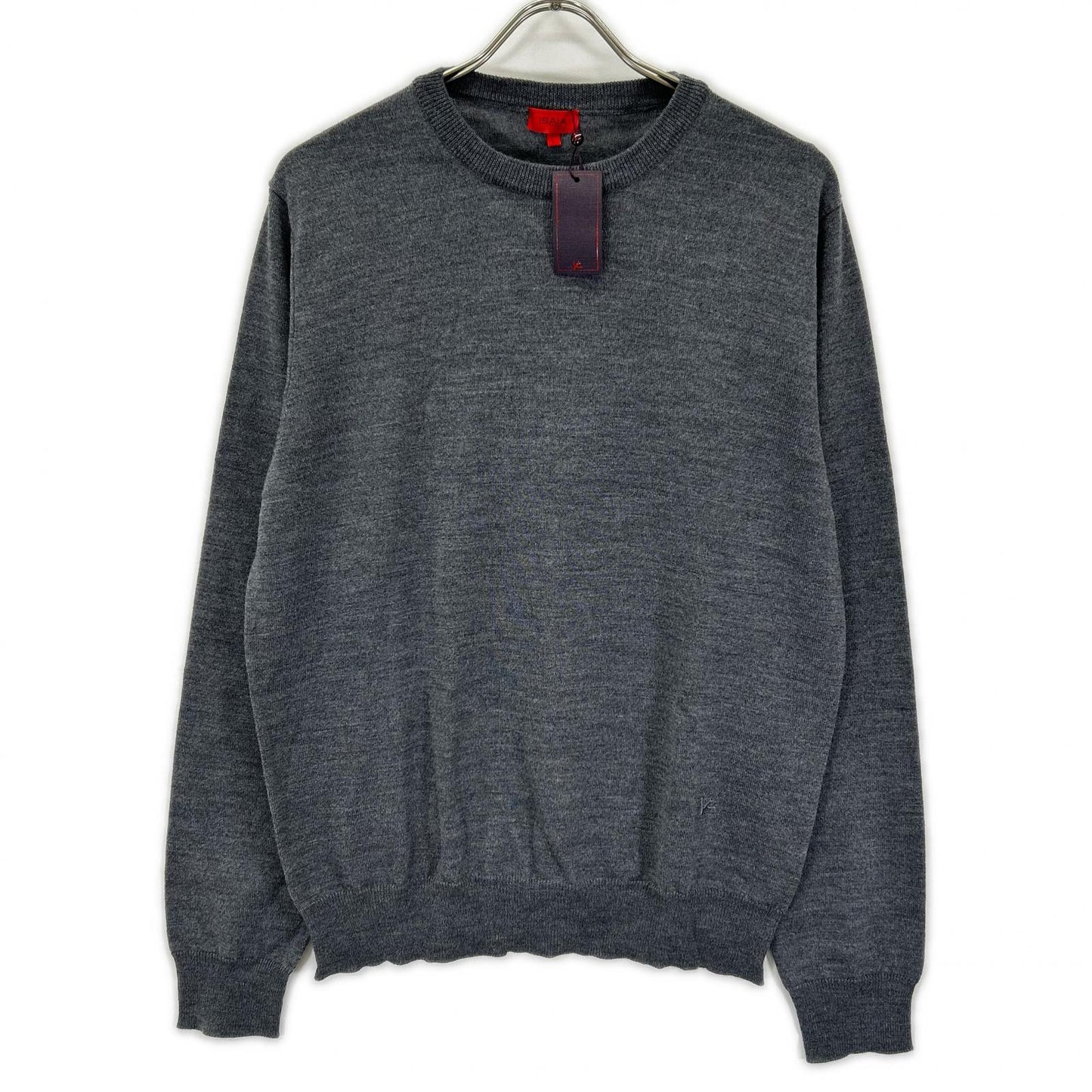 ISAIA MGKX05 Gray Crewneck High Gauge Knit Sweater Size L