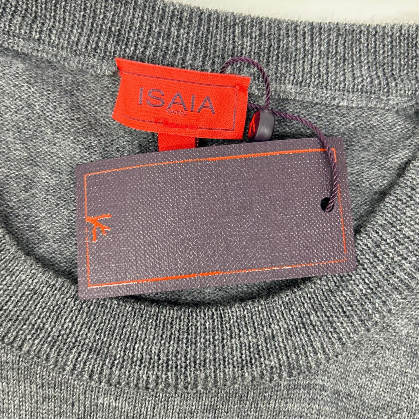 ISAIA MGKX05 Gray Crewneck High Gauge Knit Sweater Size L