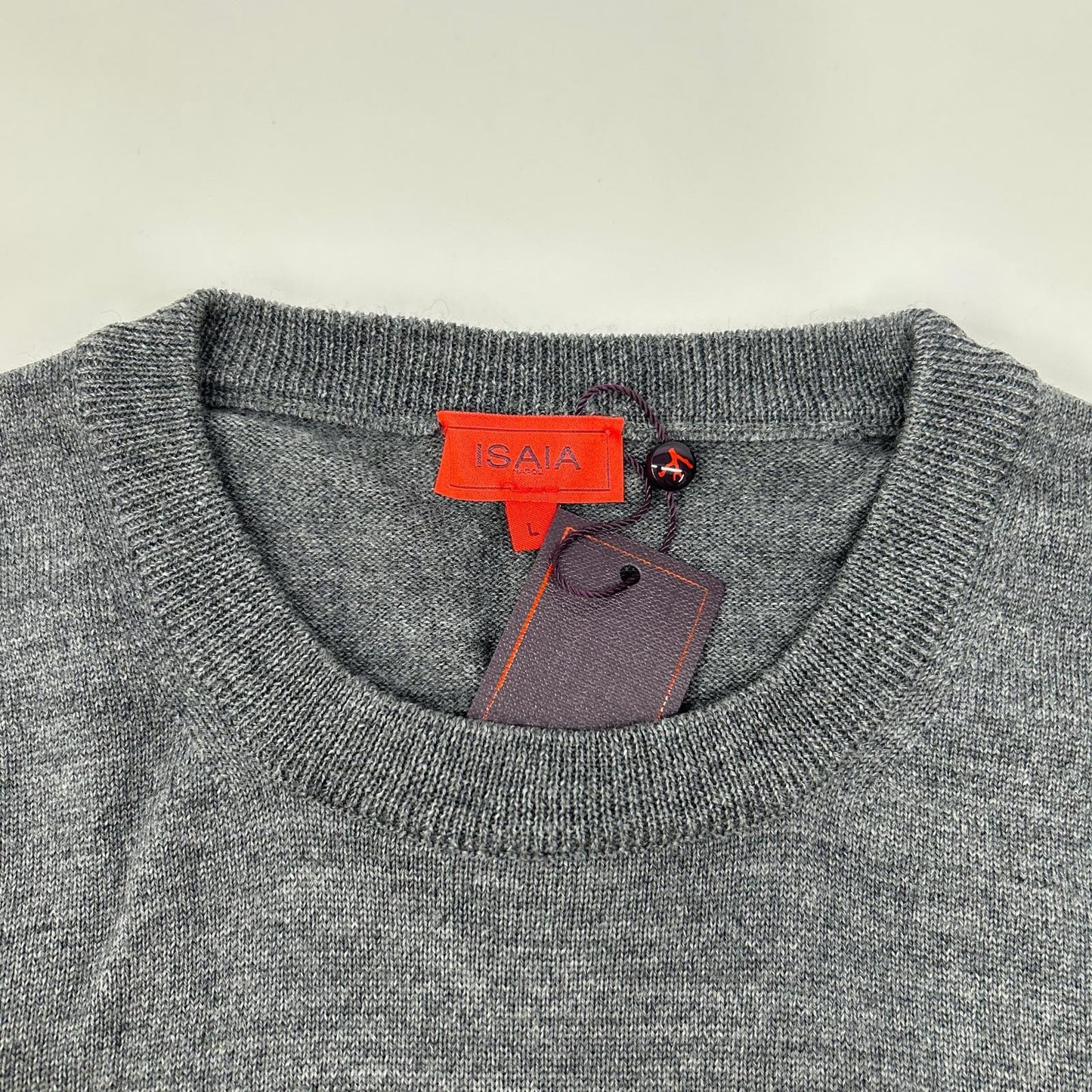 ISAIA MGKX05 Gray Crewneck High Gauge Knit Sweater Size L
