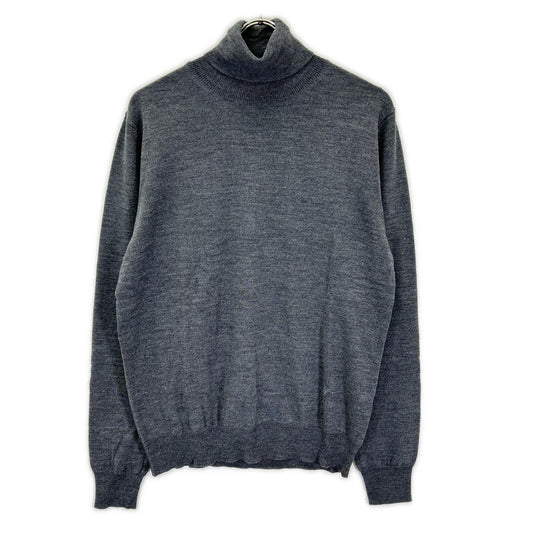 ISAIA MGKX07 Gray High-Neck High Gauge Knit Sweater Size L