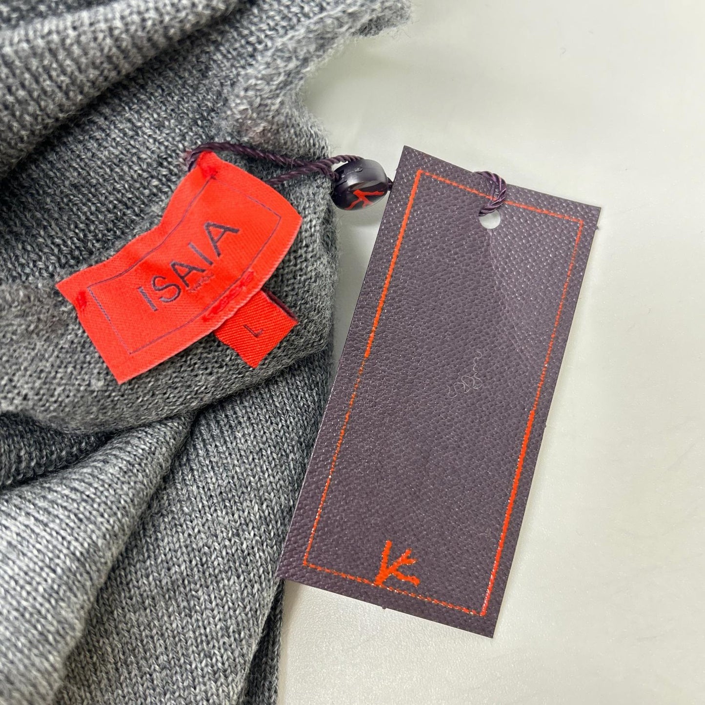 ISAIA MGKX07 Gray High-Neck High Gauge Knit Sweater Size L