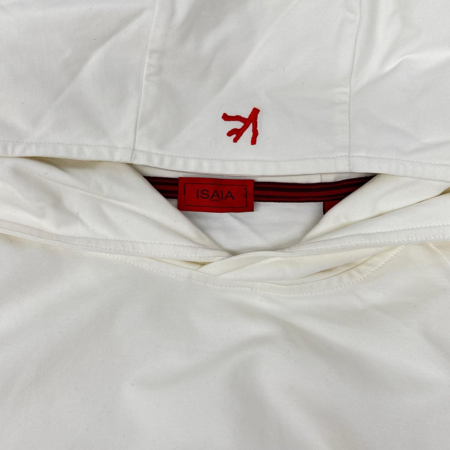 ISAIA MCF013 White Stretch Cotton Pullover Hoodie Size L