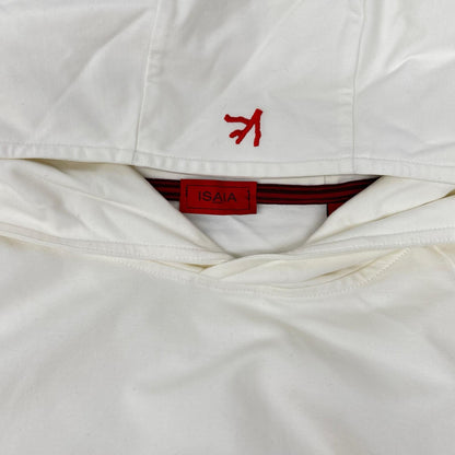 ISAIA MCF013 White Stretch Cotton Pullover Hoodie Size L