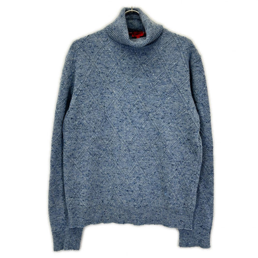 ISAIA Blue Mid-Gauge High-Neck Knit Sweater Size M