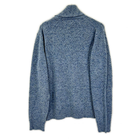 ISAIA Blue Mid-Gauge High-Neck Knit Sweater Size M
