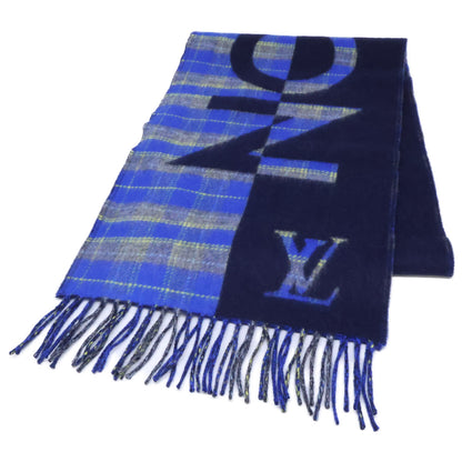 LOUIS VUITTON Echarpe Check Scarf Blue Size ONE SIZE