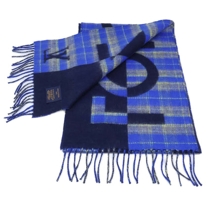 LOUIS VUITTON Echarpe Check Scarf Blue Size ONE SIZE