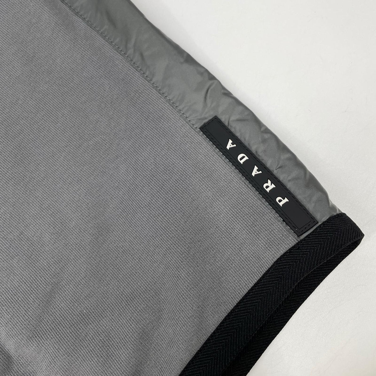 PRADA Gray Cotton Rubber Logo Hybrid Zip Parka Jacket Size L