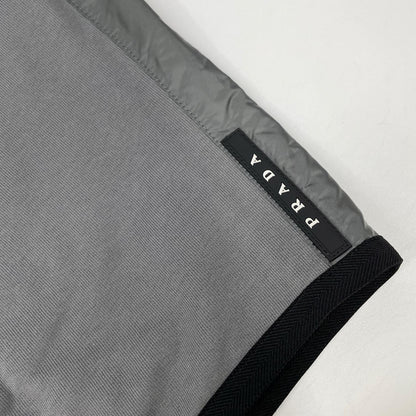 PRADA Gray Cotton Rubber Logo Hybrid Zip Parka Jacket Size L