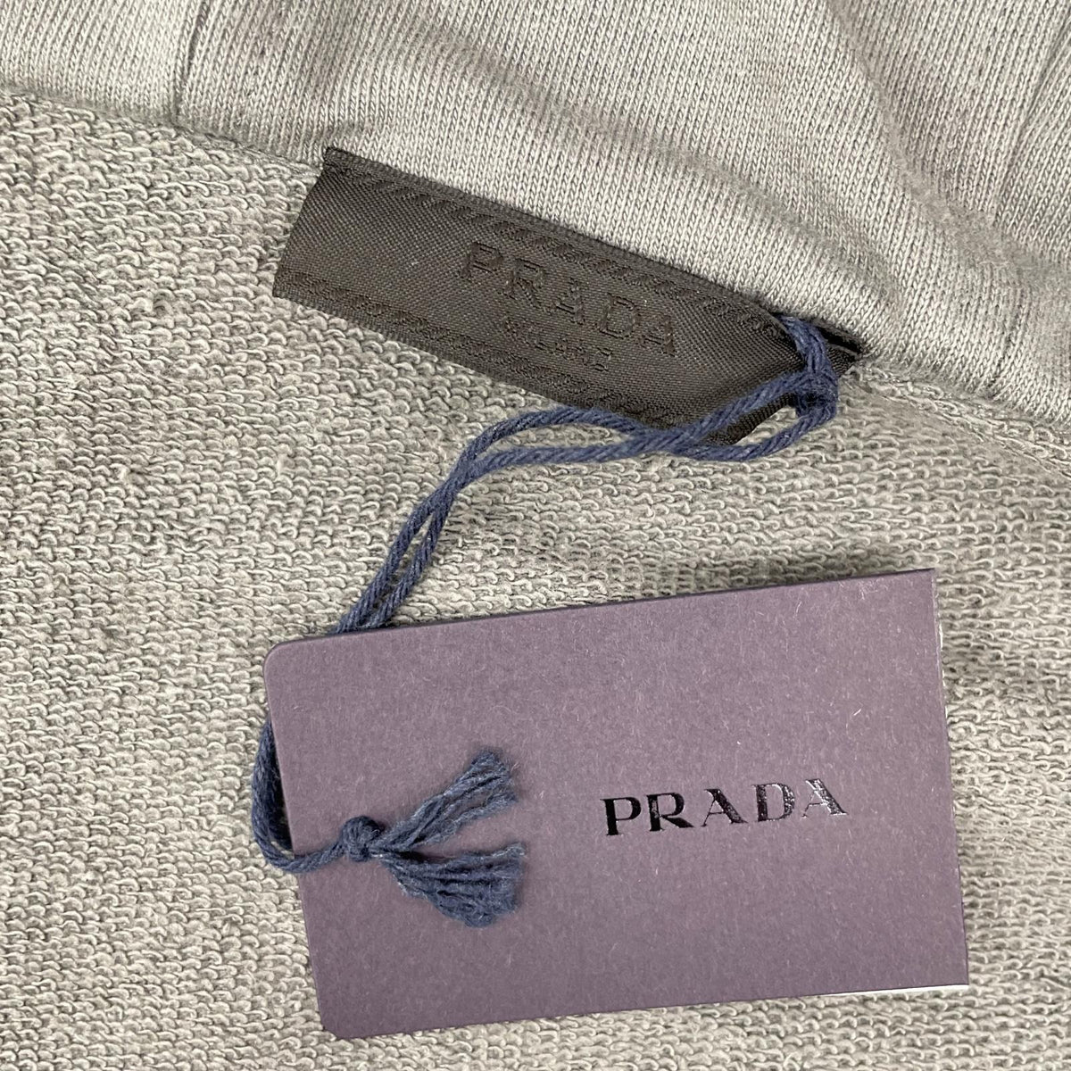 PRADA Gray Cotton Rubber Logo Hybrid Zip Parka Jacket Size L