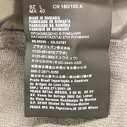 PRADA Gray Cotton Rubber Logo Hybrid Zip Parka Jacket Size L