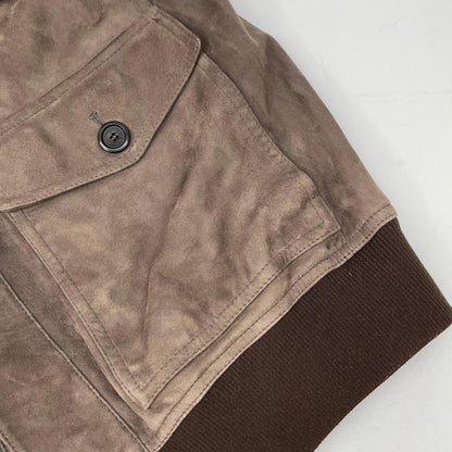 TOD'S Suede Lamb Leather Blouson Jacket Brown Size M/48