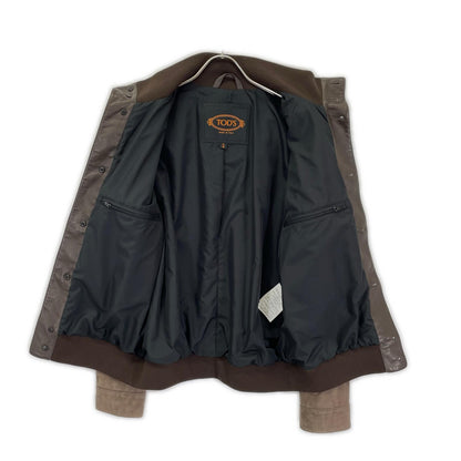 TOD'S Suede Lamb Leather Blouson Jacket Brown Size M/48