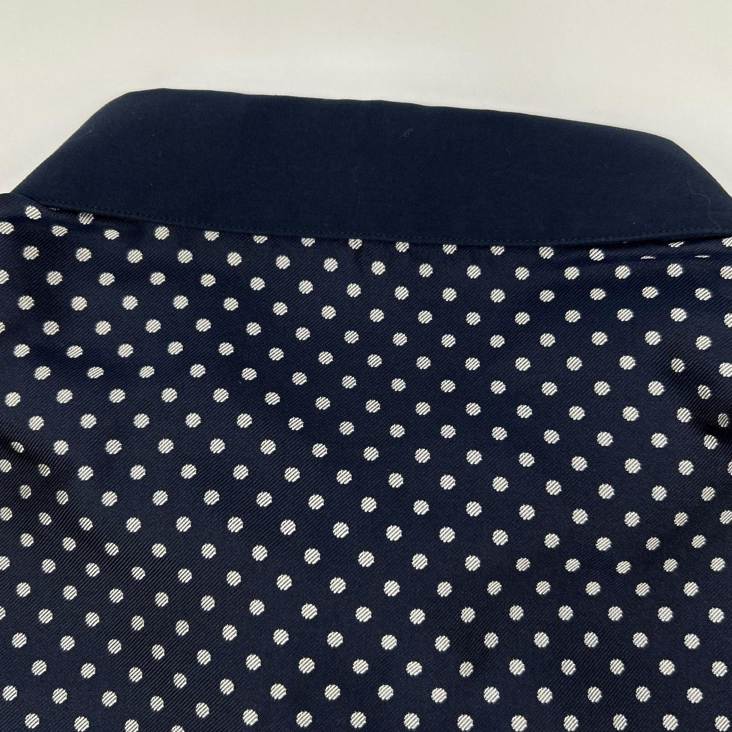 HERMES Navy Dot Pattern Cotton Shirt Size 41