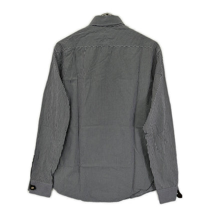 HERMES Check Cotton Long Sleeve Shirt White/Black Size 40