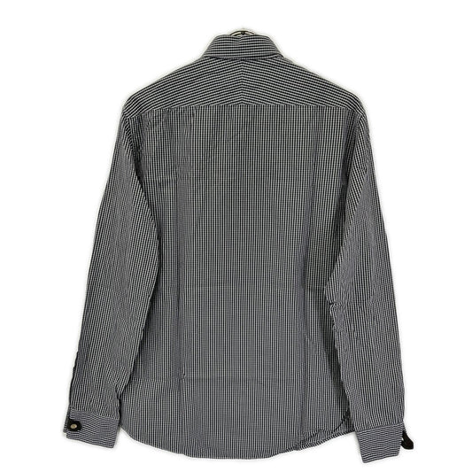 HERMES Check Cotton Long Sleeve Shirt White/Black Size 40